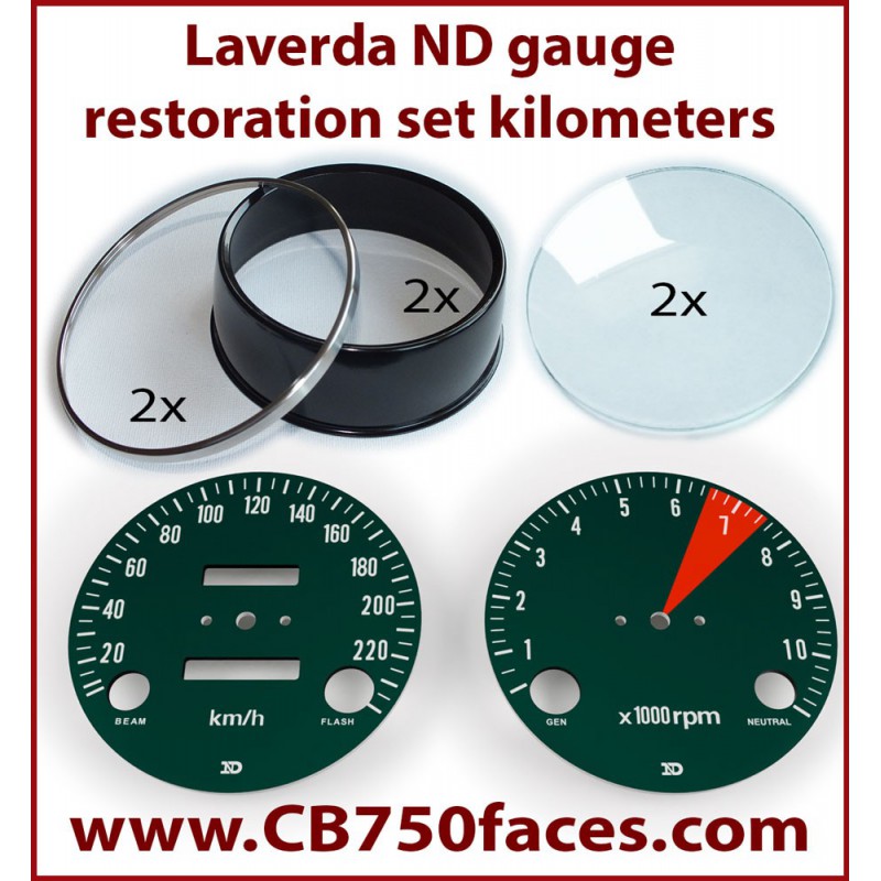 Laverda ND gauge restoration set KM/H (tacho and speedo) Laverda ND gauge restoration set KM/H (tacho and speedo)