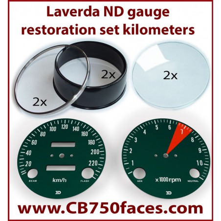 Laverda ND gauge restoration set KM/H (tacho and speedo)