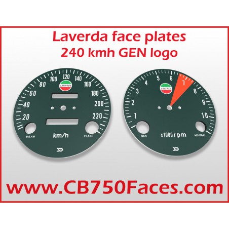 Laverda faceplates for ND gauges KILOMETERS/hour, with Laverda logo. The tacho meter dial in GEN version.