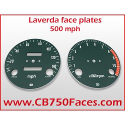 Laverda 500 faceplates for ND gauges MILES/hour. Perfect reproduction dials.