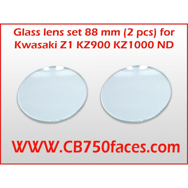 Glas lens set 88 mm (2 stk) voor Kawasaki Z1 KZ900 KZ1000 ND tellers