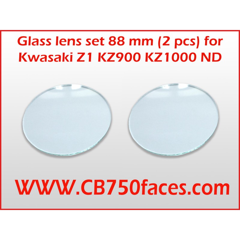 Glass lens set 88 mm (2 pcs) for Kawasaki Z1 KZ900 KZ1000 ND gauges Glass lens set 88 mm (2 pcs) for Kawasaki Z1 KZ900 KZ1000 ND gauges