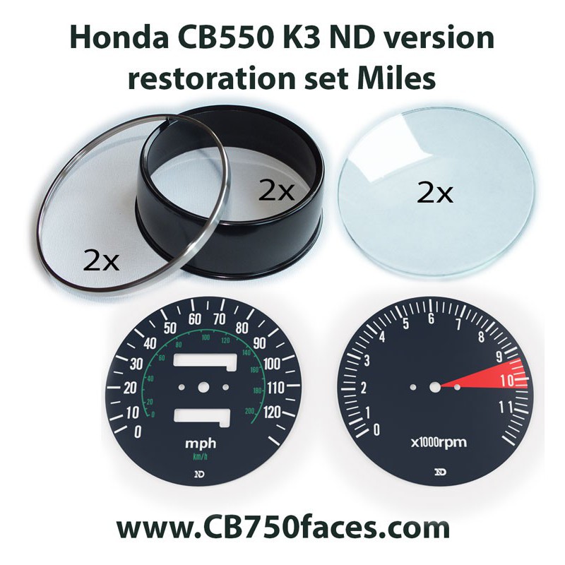 Honda CB550 K3 restoration set MILES for tacho and speedo gauges Nippon Seiki