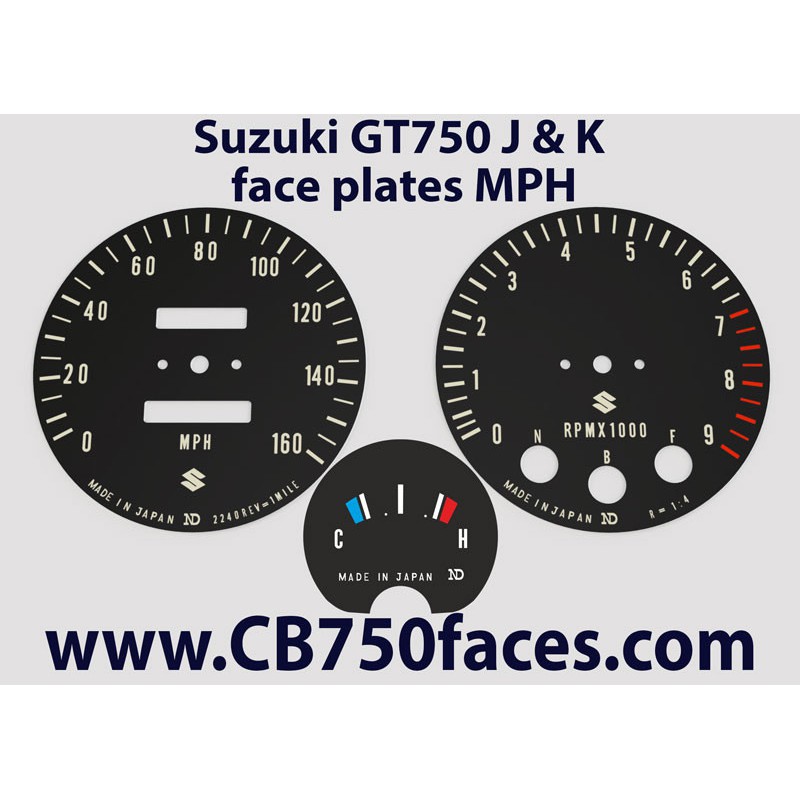 Suzuki GT750 J & K face plates mph
