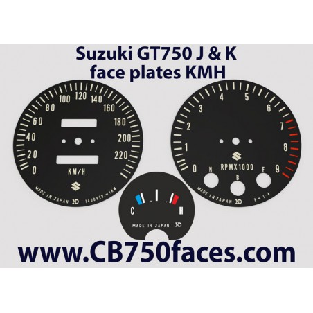 Suzuki GT750 J & K face plates mph