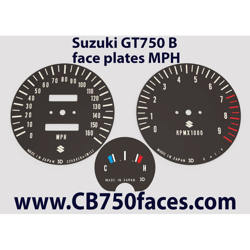 Suzuki GT750 J & K face plates mph