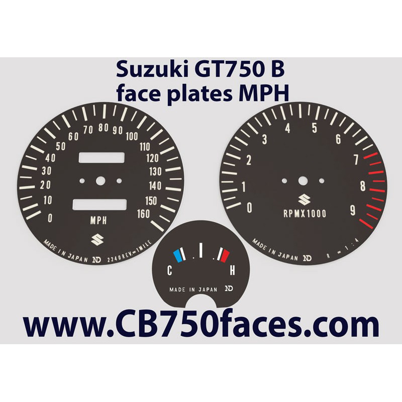Suzuki GT750 J & K Tachoscheiben mph