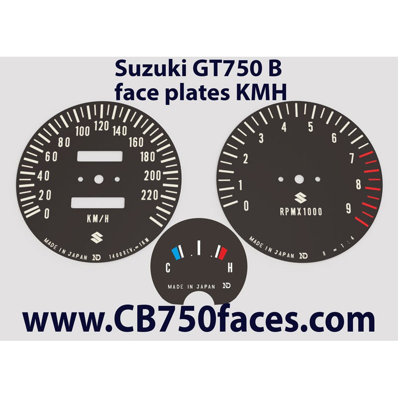 Suzuki GT750 J & K face plates kmh